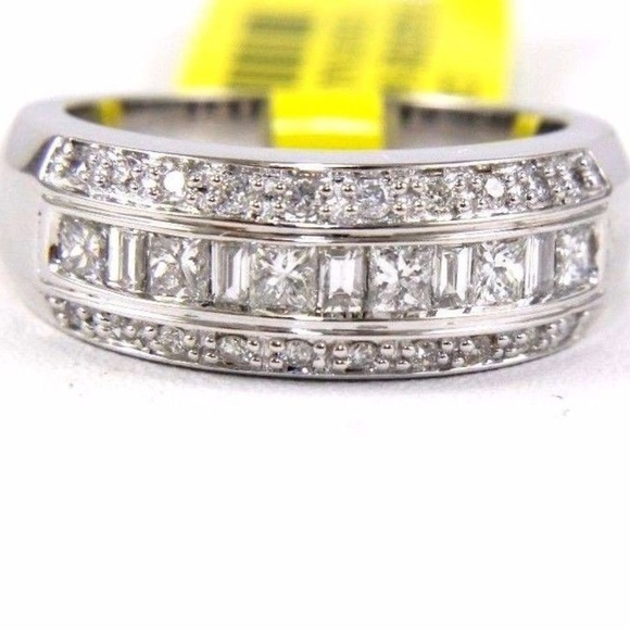 Princess Diamond Ring Band w/Accents 14k WG .90Ct